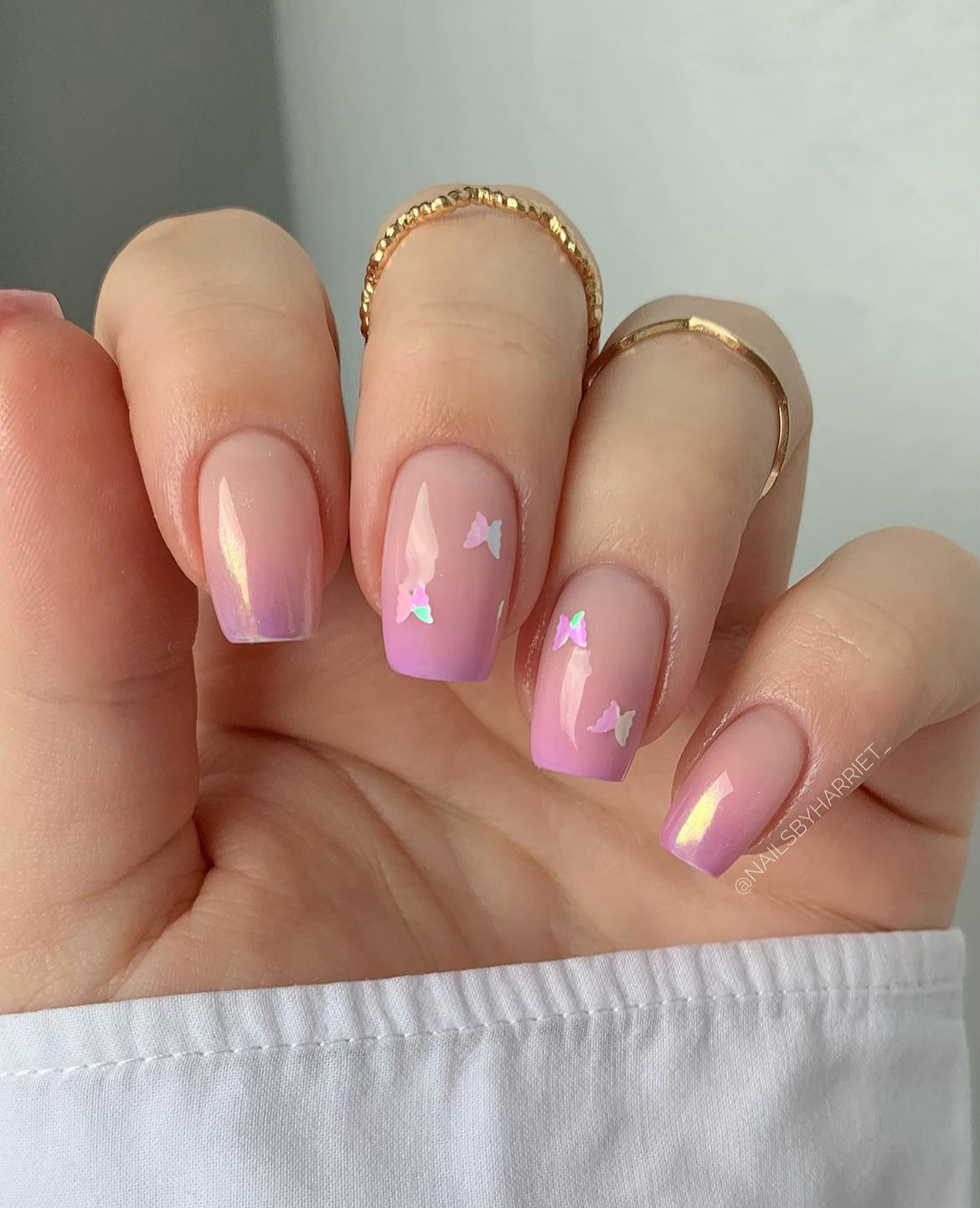 Summer Nail Inspo Ombre Butterfly Nails